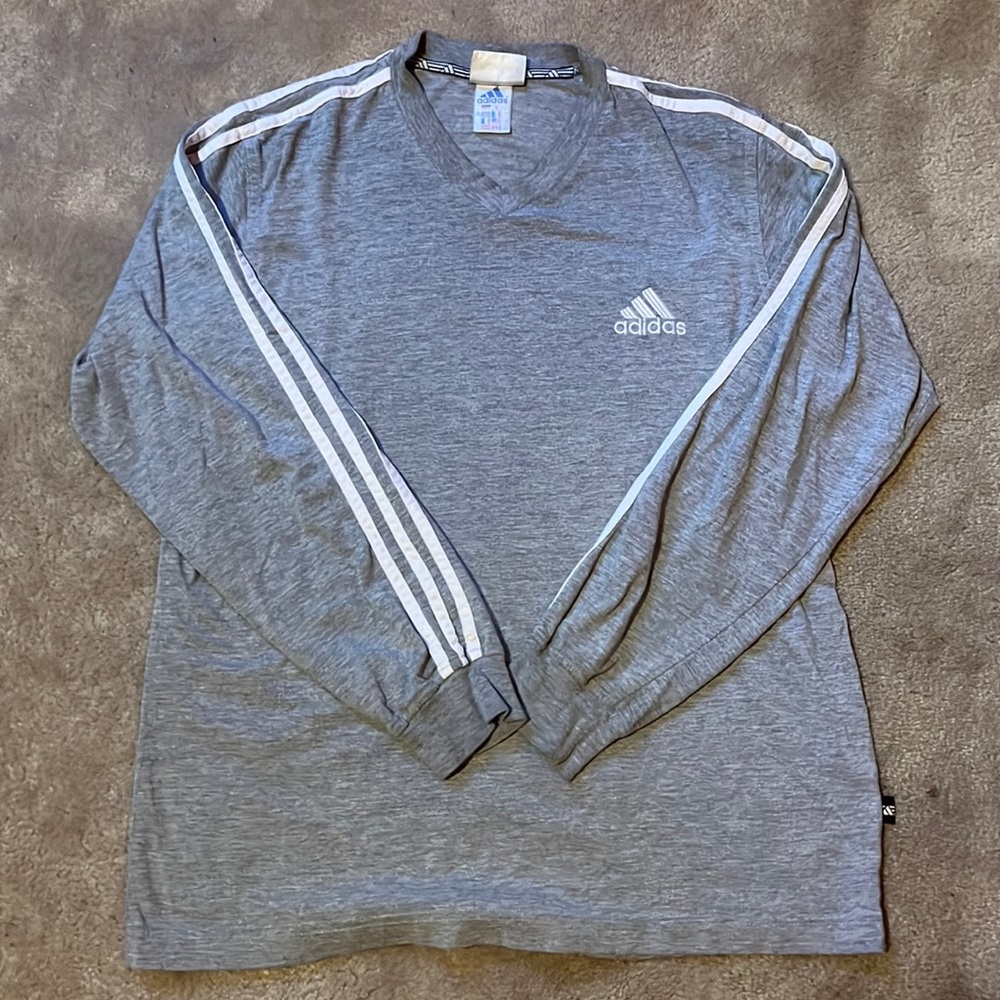 Vintage Blue Tag Adidas Grey Long Sleeve